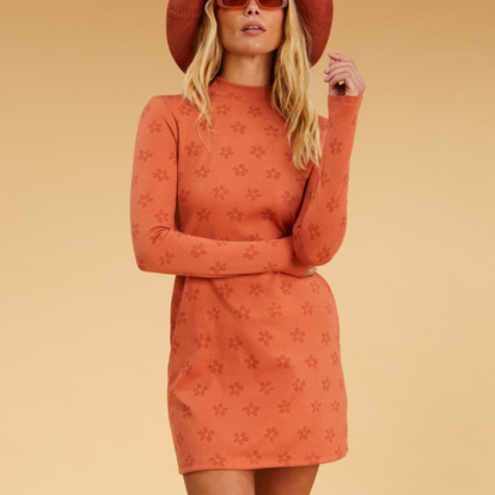 NWT Billabong x Salty Blonde Coconut Flowers Long Sleeve Bodycon Dress